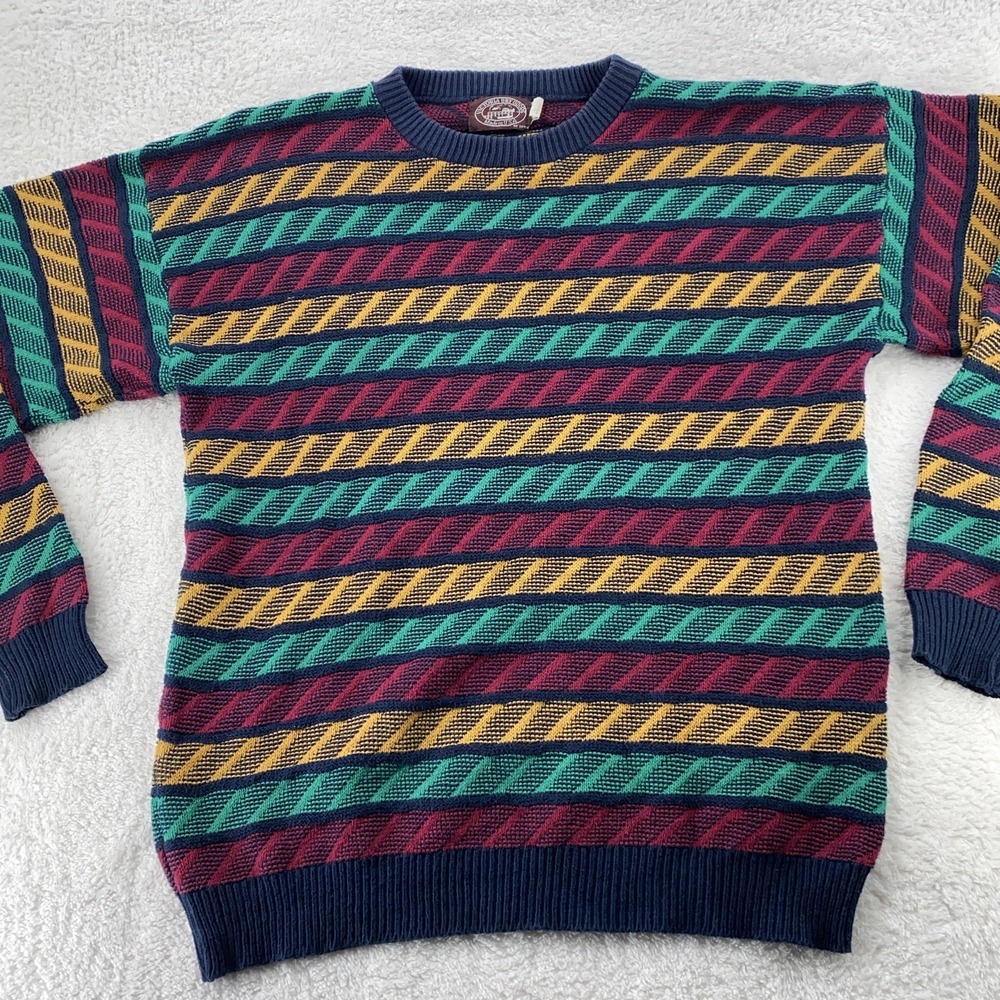 Vintage Victoria Dry Goods Sweater S/M Stripe Crewneck Made USA 90s